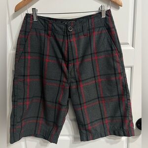 CSG Men's Gray and Red Plaid Shorts